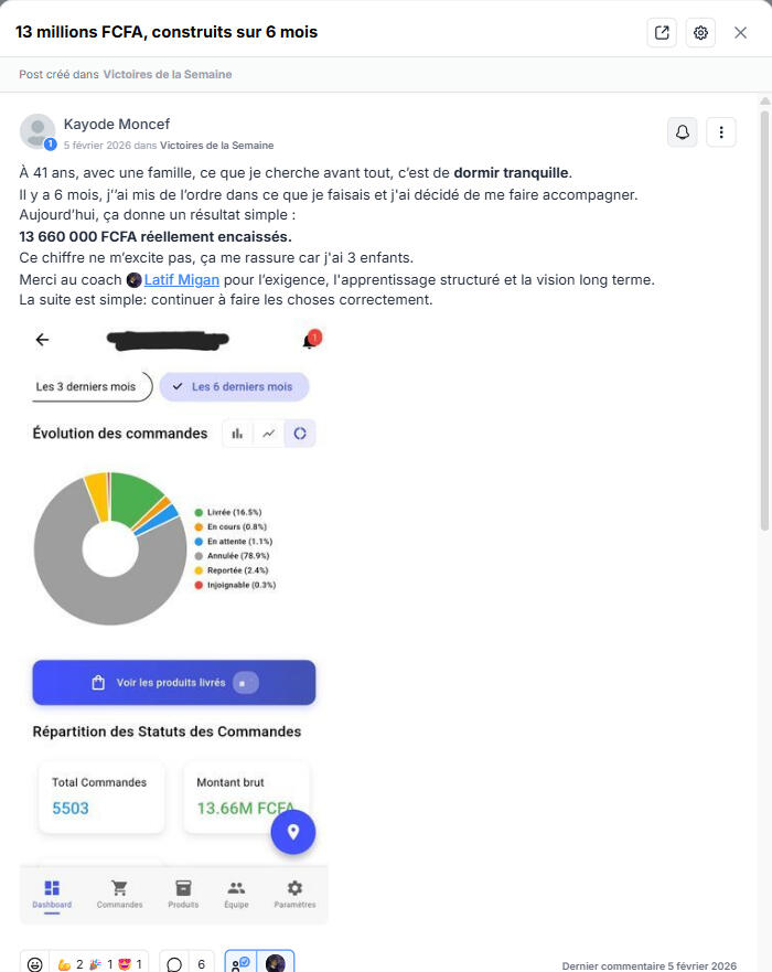 Capture d'écran dashboard Kayodé